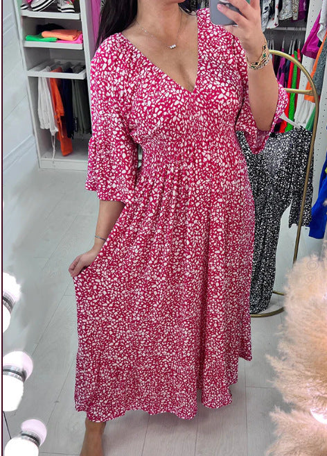 Vestido largo con escote en V - Casual de verano 2025